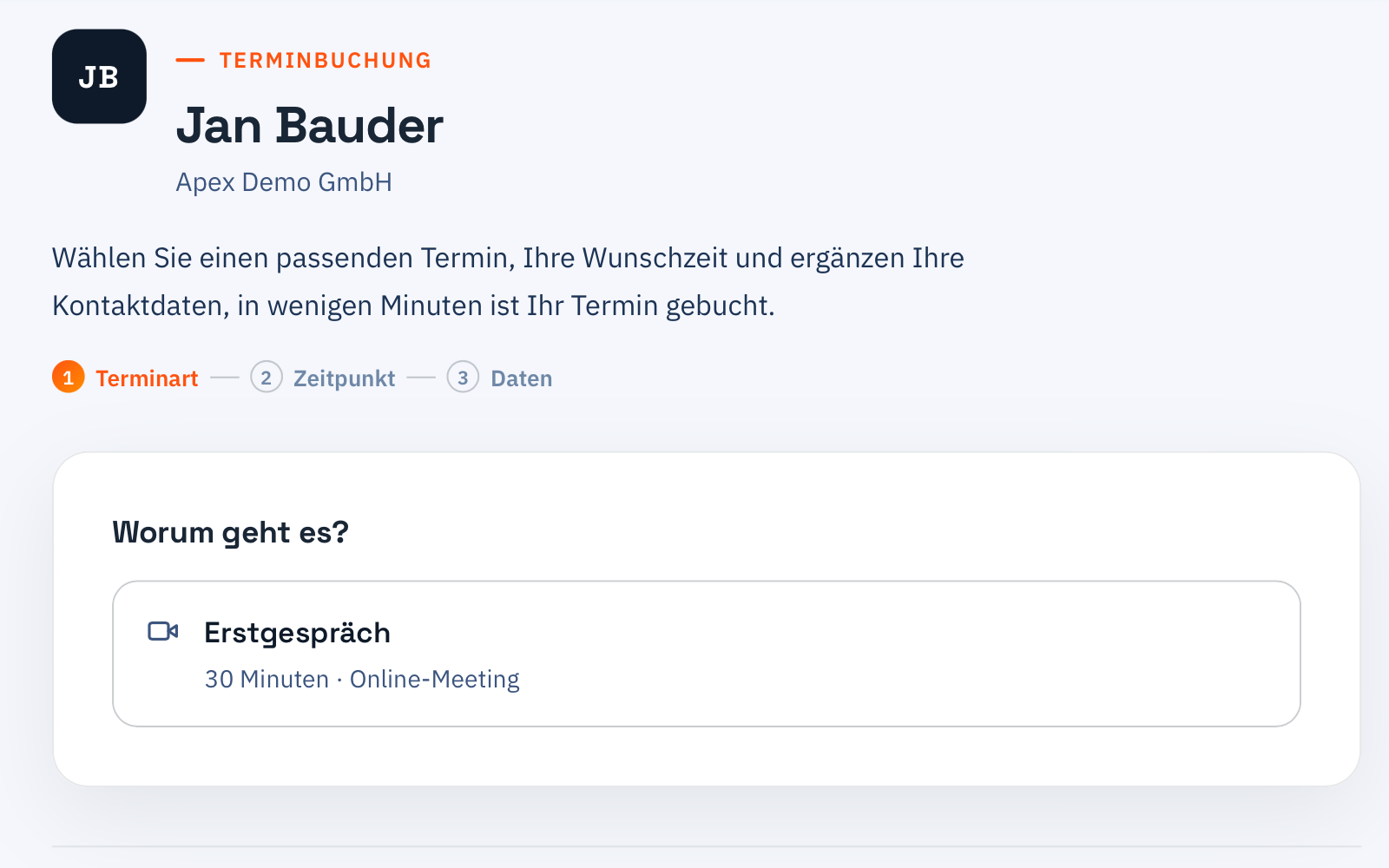 Sie erhalten Ihre eigene Buchungsseite