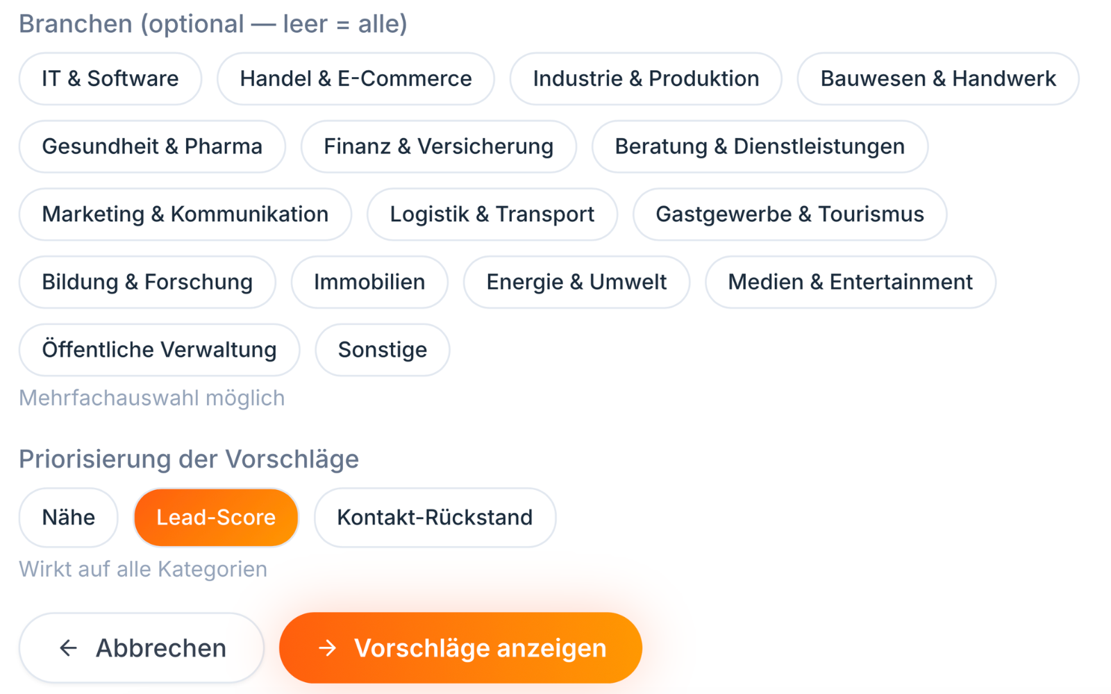Priorisierung frei wählbar